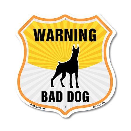 Signmission Beware Of Dog Shield Sign Warning Bad Do, 12 Inch X 12 Inch, Aluminum Metal Sign SHI-A-12-361