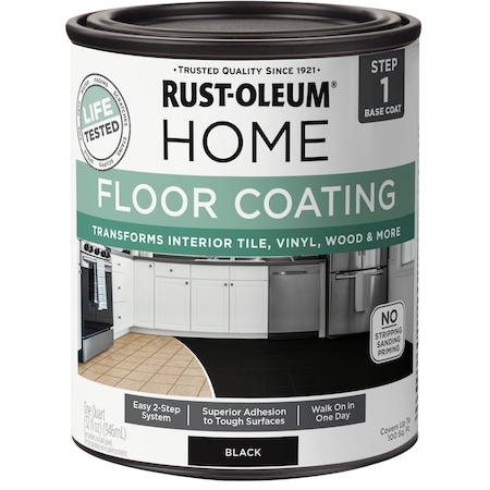 Rust-Oleum HOME Floor Coating, Base Coat, Black, 1 Quart 365930