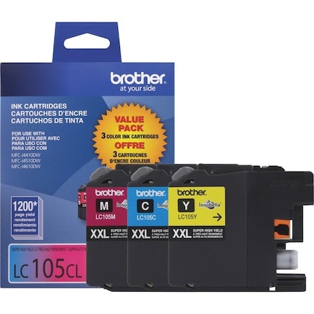 Brother Super High Yield Cyan, Magenta & Yellow Ink Cartridge Combo Pack LC1053PKS