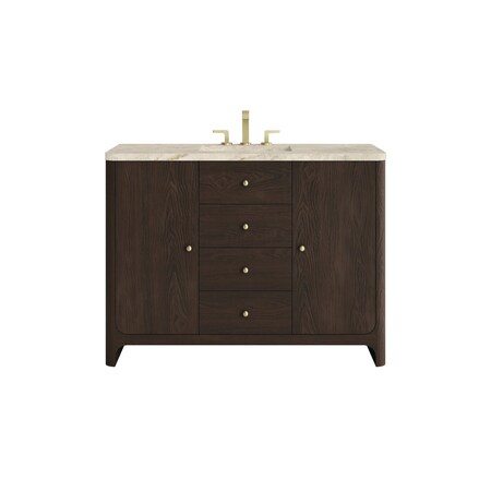 James Martin Vanities Gracyn 48" Single Vanity, Sable, w/ 3 CM Tajnar Eclos Widespread Top D125-V48-SBL-WTJR