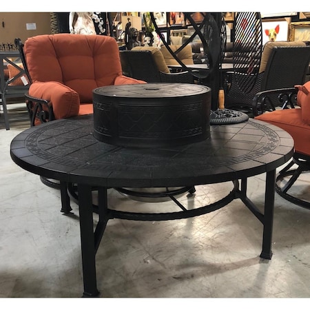 Afd Home 52 in. Aluminum Chillounger Round Table, Brown 11170128