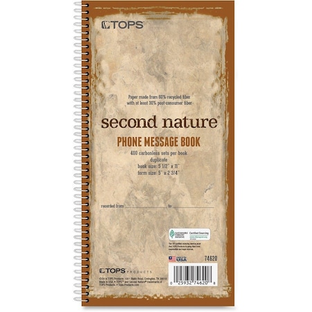 Tops Phone Message Book, 2-3/4 x 5 In. TOP74620