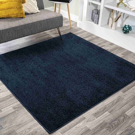 Jonathan Y Haze Solid Low-Pile Navy 5 ft Square Area Rug SEU100C-5SQ