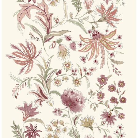 A-Street Prints Teonna Raspberry Floral Stripe Wallpaper 4147-27397