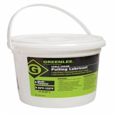 Greenlee Non-Flammable Non-Hazardous Pulling Lubricant, 1 gal Pail, Gel, Light Yellow, 1 CRM-1