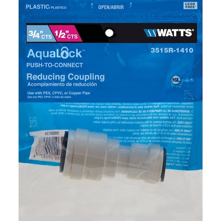 Watts 3/4'' x 1/2'' Reducer Quick Connect Plastic Coupling 3515R-1410