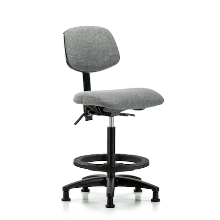 Blue Ridge Ergonomics Chair, Fabric, Hi Bench, Tilt BF Glides, Gry, No Arms, 26" to 35-1/2" Height, Grey BR-FHBCH-RG-T1-A0-BF-RG-F44