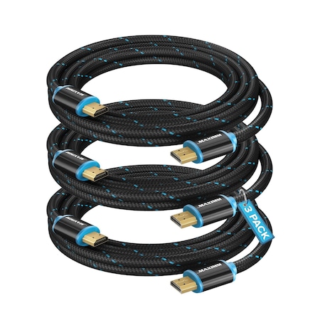 Maximm 6ft 4K 60Hz 18Gbps HDMI 2.0 Braided Cable, 3PK HD2-6FT-3PK