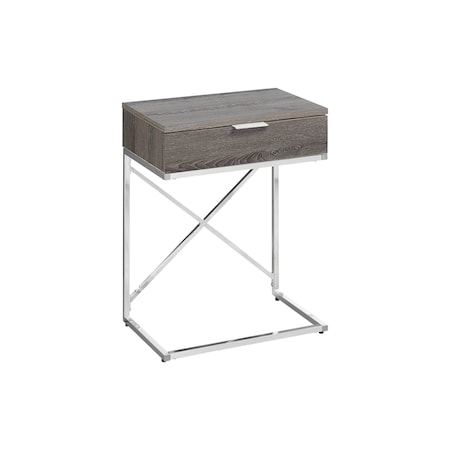 Homeroots 24" Silver And Taupe Wood And Metal End Table With Drawer 333224