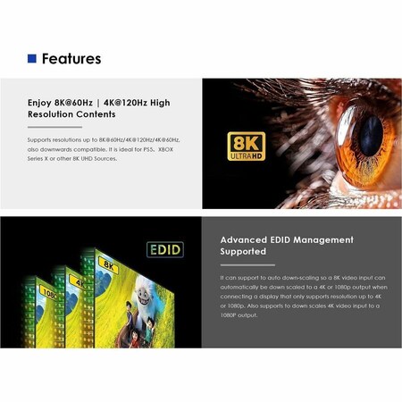 Rocstor TRUEREACH 8K ULTRA HD 1X2 HDMI Y10G011-B1