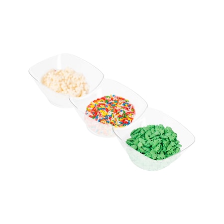 Smarty Had A Party Clear Rectangular 3-Hole Mini Plastic Bowls (240 Bowls), 240PK 2632-CASE