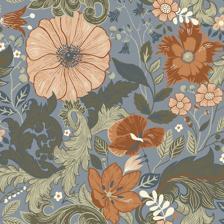 A-Street Prints Victoria Blue Floral Nouveau Wallpaper 2999-13108