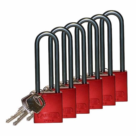 Brady Standard Key Retaining Lockout Aluminum Padlock 3 in Aluminum Shackle KA Red 6PK 123311