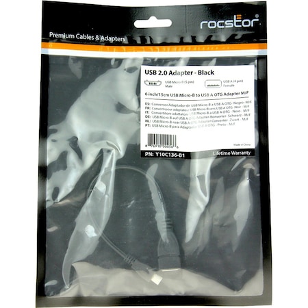 Rocstor MICRO USB 5 PIN USB A ADAPTER Y10C136-B1