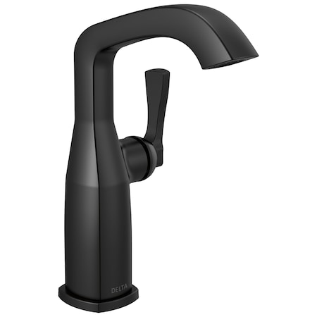 Delta Stryke Single Handle Mid-Height Bathroom Faucet, 4.38 in, Matte Black 676-BL-DST