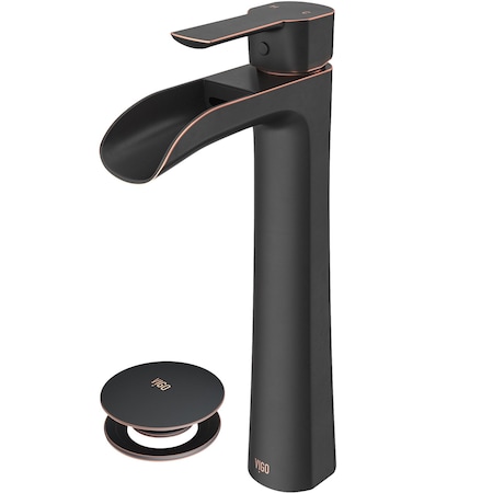 Vigo Niko Single Handle Bathroom Vessel Faucet Set with Pop-Up Drain Set in Antique Rubbed Bronze VG03024ARB2