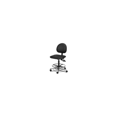 Jorgensen Laboratories Black 5-Leg Laboratory Stool, 22.5in-30in Seat Level, 4.5 Thick Cushion J0809PLB