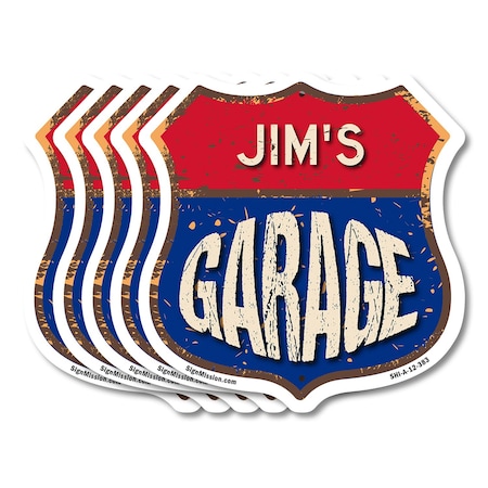 Signmission Jim's Garage, 12 inch X 12 inch, Aluminum Metal Sign, 5PK SHI-A-5Pack-12-383-JIM