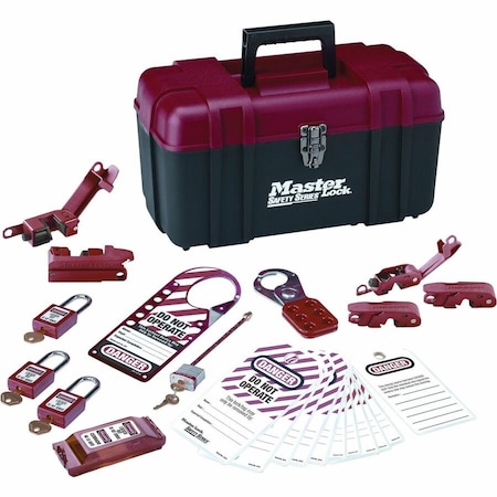 Master Lock Portable Lockout Kit, Electrical Focus Assortment, 3 Thermoplastic Keyed-Alike Padlocks, Red 1457E410KA