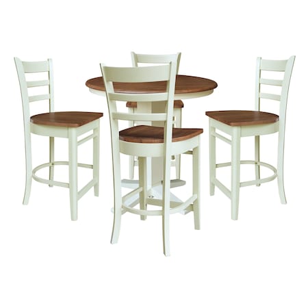 Whitewood Industries Rectangular Fixed Top Table W/ 4 Counter Height Stools, 36 in W, 35.9 in L, 36 in H, Parawood, 5 K79-36RT-23B-S6172-4