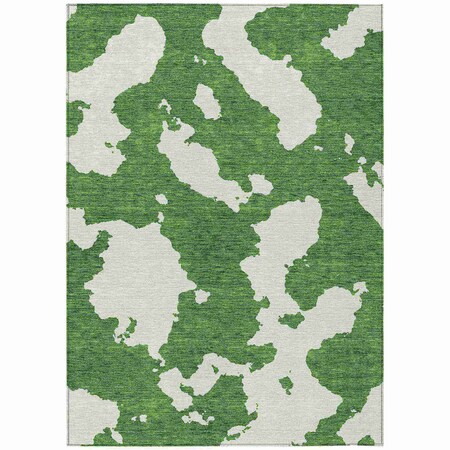 Homeroots 10' X 14' Green And Ivory Abstract Washable Indoor Outdoor Area Rug 614532