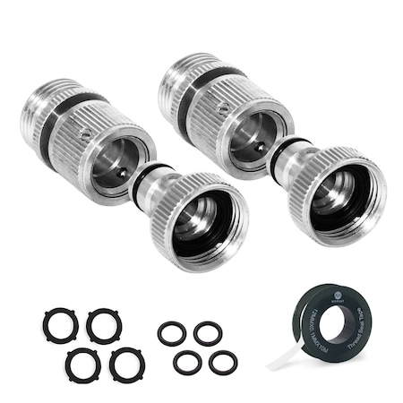 Morvat Nickel Plated Brass Source Quick Connect Hose Fittings for, 2PK MOR-NP-SQCONNECTOR-2-A