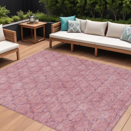 Homeroots 8' X 10' Pink And Purple Geometric Washable Indoor Outdoor Area Rug 613569