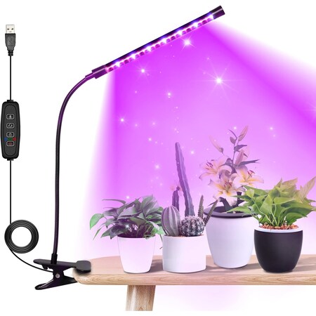 Ipower LED Grow Light Strips Full Spectrum for Indoor Plants with Auto ON/Off 3/9/12H Timer, 10 Dim GLLEDXGOOSE5T
