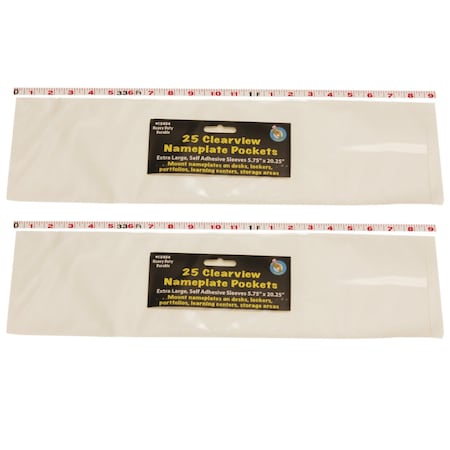 Ashley Productions Clear View Self-Adhesive Extra Large Name Plate Pocket 5.75" x 21", 50PK 10404