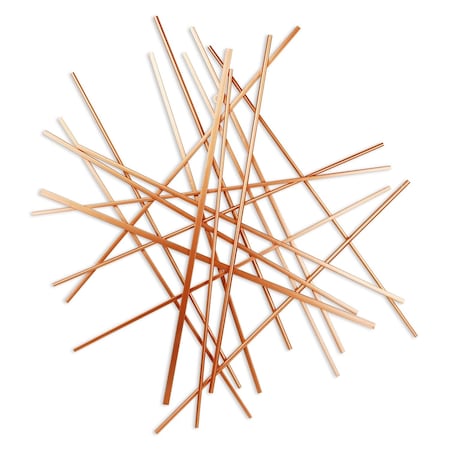 Homeroots 35" X 34" Rose Gold Metal Abstract Lines Hanging Dimensional Sculpture 483357