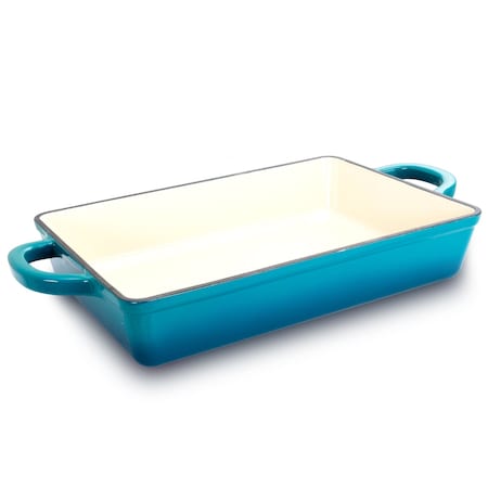 Crock-Pot Crock Pot Artisan 13 in. Enameled Cast Iron Lasagna Pan in Teal Ombre 112008.01
