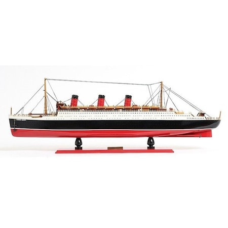 Homeroots 5" Black and Red Solid Wood Hand Painted RMS Queen Mary Model Boat 401884