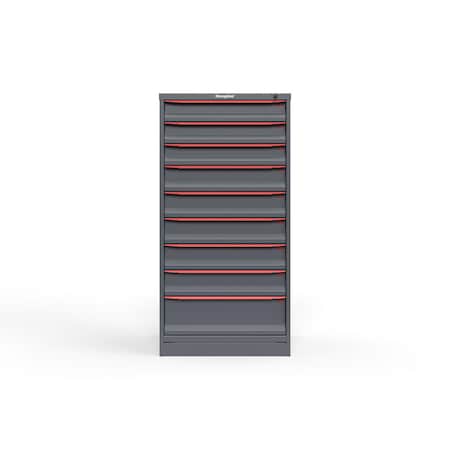 Strong Hold 9 drawer cabinet - (3x 4ft, 5x 5ft, 1x 8ft) - Red accents - Keyed Different S3060-PPDAS-0904DS
