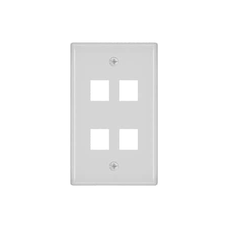 Monoprice WallPlate, Blank, 4 Hole, White 6731