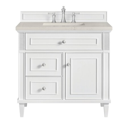 James Martin Vanities Lorelai 36" Single Vanity, Bright White, w/ 3 CM Siberian Silestone Top 424-V36-BW-3SFR