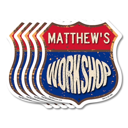 Signmission Matthew's Workshop, 12 inch X 12 inch, Aluminum Metal Sign, 5PK SHI-A-5Pack-12-489-MATTHEW