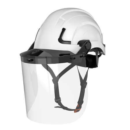 Defender Safety H2-EH Safety Helmet w/ Clear Face Shield - Type 2 Class E, ANSI Z89 and EN12492 rated, White H2-EH-01-FS