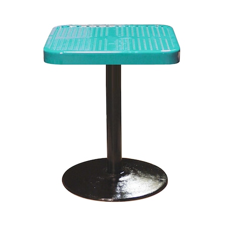 Leisure Craft 24" Square Perforated Pedestal Table, Portable, 30"H, Teal SQ24TAB30-TEAL