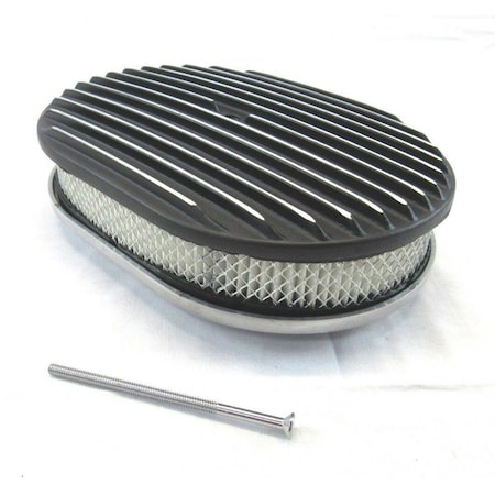 Absurdo 12 in. Oval Full Finned Air Cleaner with Element, Black AB2205090