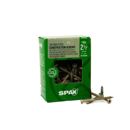 Spax #10 x 2-1/2 in Exterior Stainless Steel Wood Deck Screws Construction Flat Head T-Star Plus, 83PK 4197000500604