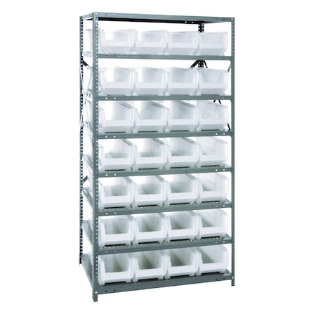 Quantum Storage Systems 8 SHELF UNIT W/28 HULK BINS CLEAR 2475-950CL