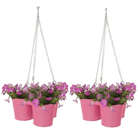 Esteras Tikar 8117E HPK S-2 Enameled Galvanized Triple Hanging Planter - Set of 2 ES2434492