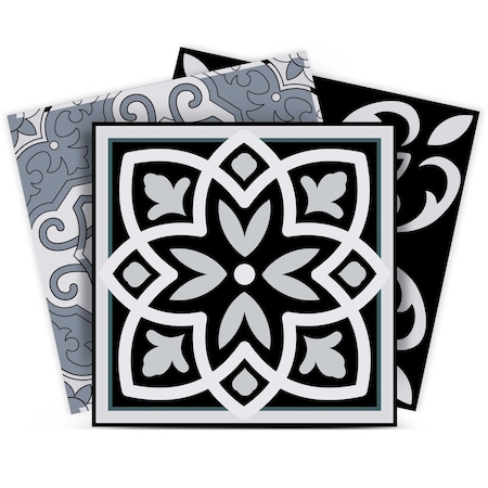 Homeroots 12" X 12" Black White and Gray Mosaic Peel and Stick Tiles 555888