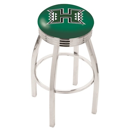 Holland Bar Stool Co 25" Chrome Hawaii Swivel Bar Stool, Accent Ring L8C3C25Hawaii