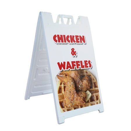 Signmission Chicken & Waffles, A-Frame & 2 Decals Installed, Heavy-Duty Plastic Frame SBHD-D-2436-Chicken & Waffles