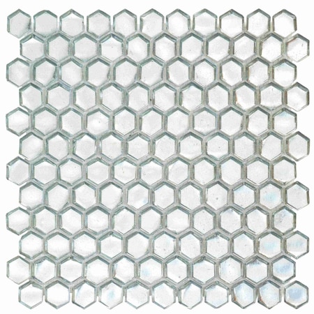 Apollo Tile Silver 10.8 in x 11.5 in Glass Glossy Floor and Wall Mosaic Tile 8.63 sqft/case, 10PK APLAHX8807A