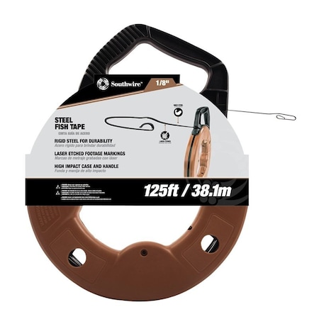 Southwire Fish Tape, 1/8 in Tape, 125 ft L Tape, Steel Tape FTS1/8-125