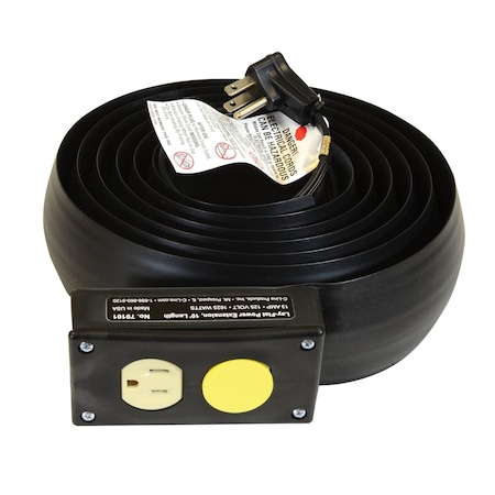 C-Line Products 10' Black Lay-Flat Power Extension and Cord Cover, 1/PK 79101