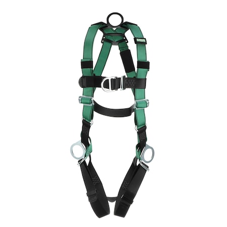 Msa Safety V-FORM Harness, M, 400 lb., Quick-Connect Chest/ Qwik-Fit Leg Straps, Back, Chest, Hips D-Ring 10197436