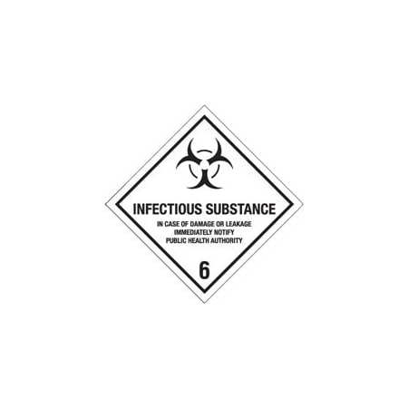 Bubblefast 4 x 4'' - ''Infectious Substance - 6'' Labels BFDL5190
